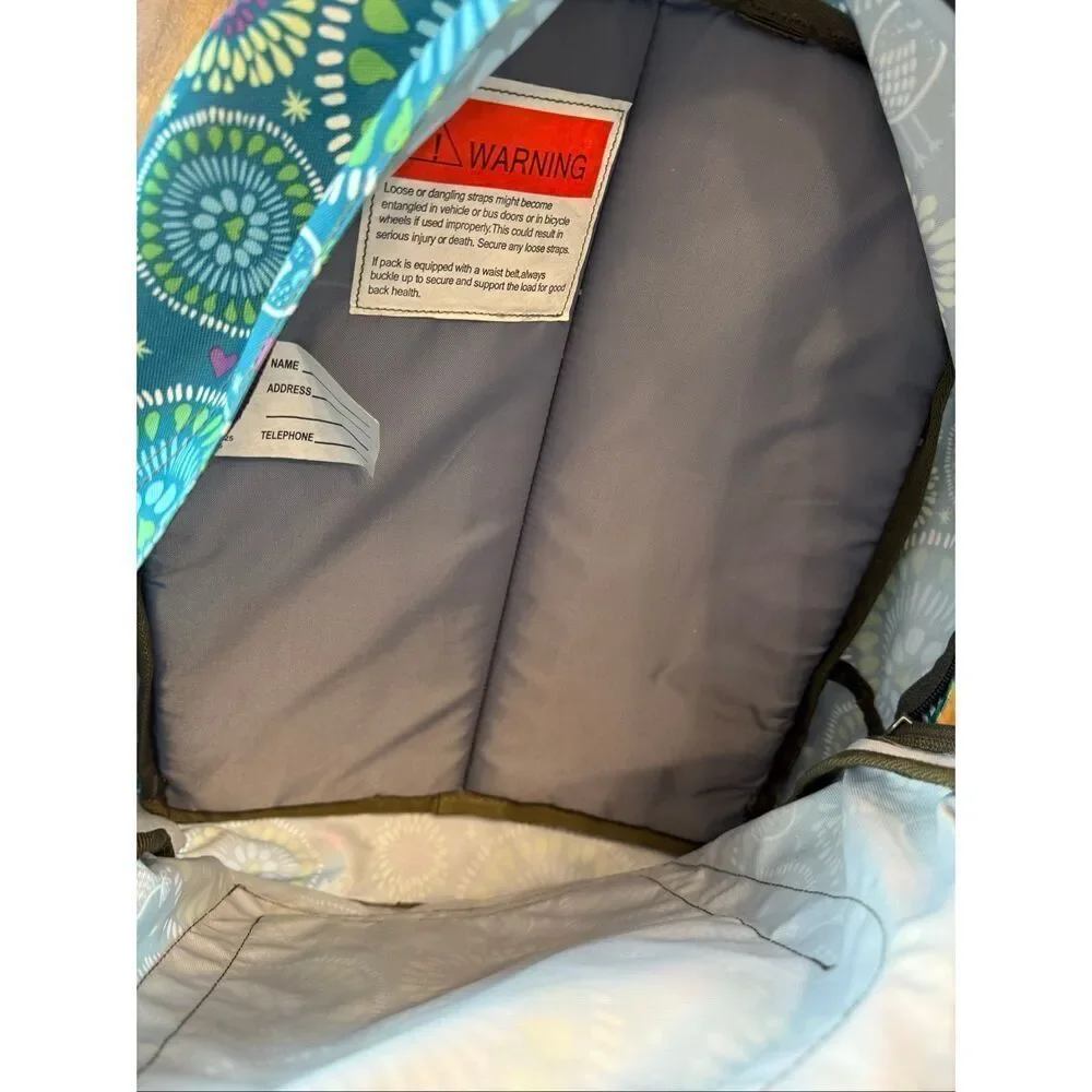 LL Bean Backpack Girls School Blue Birds Lg Padded Back And Straps Has Monogram
